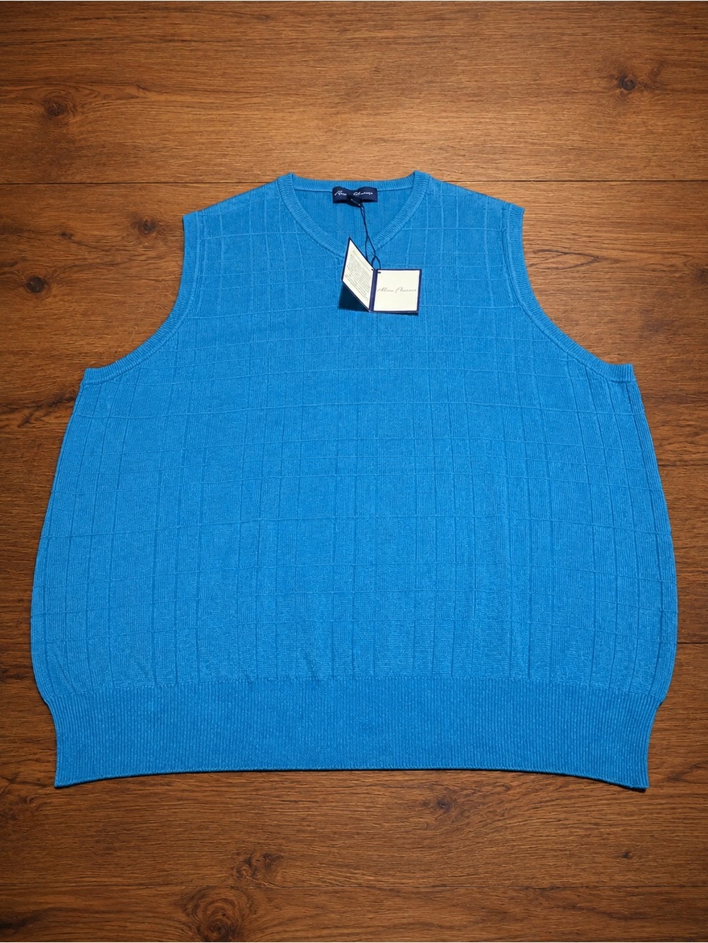 Alan Flusser 100% Silk Textured Sweater Vest Men’s Large NWT Turquoise Luxur Y2K - Picture 3 of 10